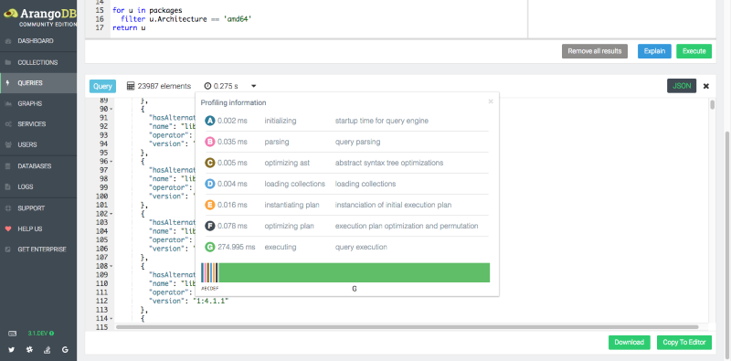 AQL Result Profiling