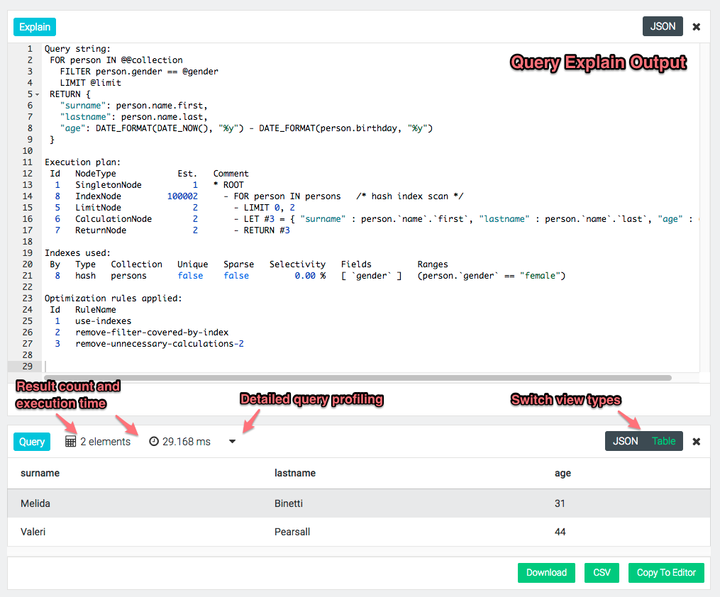 Query-output