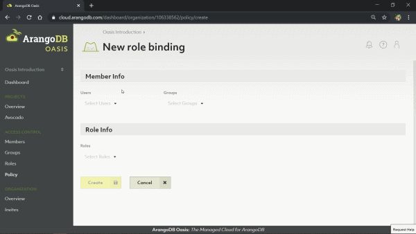 new policy role binding small